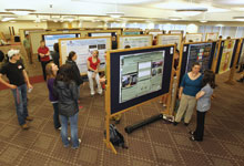 Presentations are set up at the Undergraduate Research Day