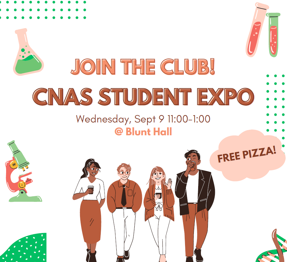 Student Expo, Sept 9, 11am-1pm in front of Blunt Hall